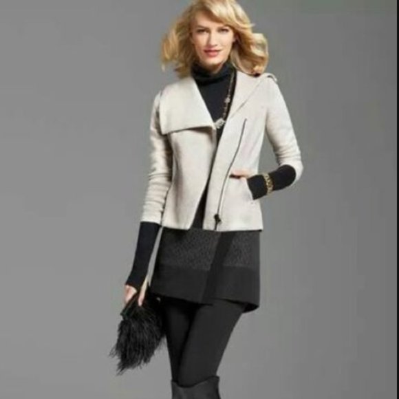 CAbi Jackets & Coats Cabi Ryder Quilted Cream Moto Jacket Small